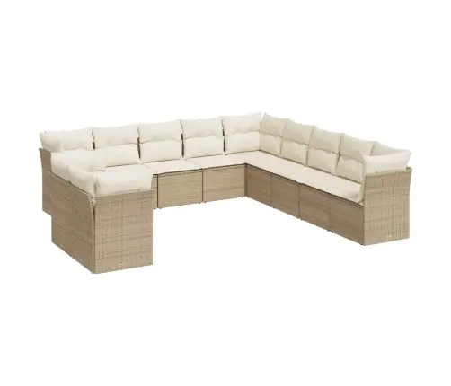 Sodo Komplektas Su Pagalvėlėmis, 11 Dalių, Smėlio, Poliratanas