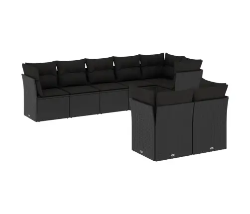 8-Daļīgs Dārza Dīvāna Komplekts, Matrači, Melna Pe Rotangpalma Vidaxl