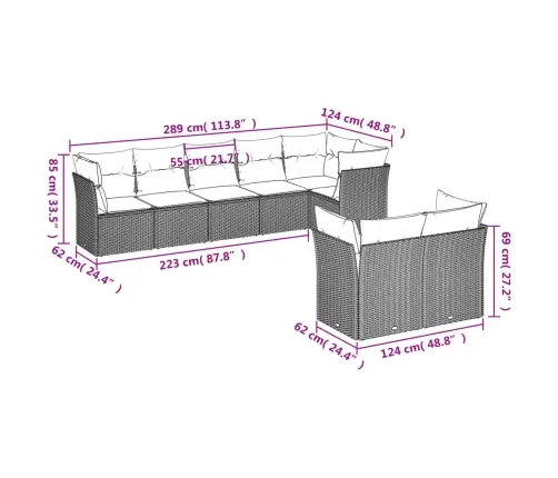 8-Osaline Aiadiivani Komplekt Patjadega, Helehall, Polürotang