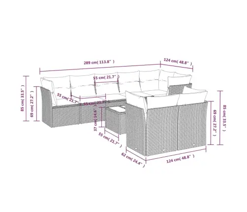 9-Daļīgs Dārza Dīvāna Komplekts, Matrači, Melna Pe Rotangpalma Vidaxl