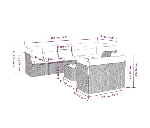 9-Osaline Aiadiivani Komplekt Patjadega, Hall, Polürotang