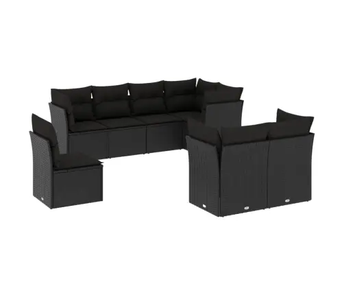 8-Daļīgs Dārza Dīvāna Komplekts, Matrači, Melna Pe Rotangpalma Vidaxl