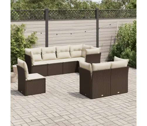 8-Daļīgs Dārza Dīvānu Komplekts, Matrači, Brūna Pe Rotangpalma Vidaxl