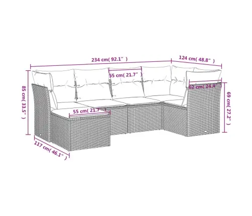 6-Osaline Aiadiivani Komplekt Patjadega, Must, Polürotang