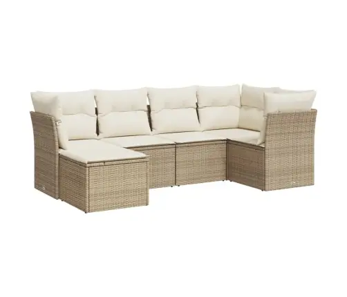 Sofos Komplektas Su Pagalvėlėmis, 6 Dalių, Smėlio, Poliratanas