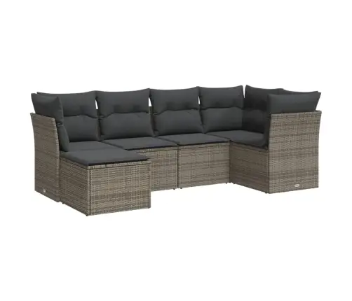 6-Daļīgs Dārza Dīvāna Komplekts Ar Matračiem, Pelēks Pe Pinums Vidaxl