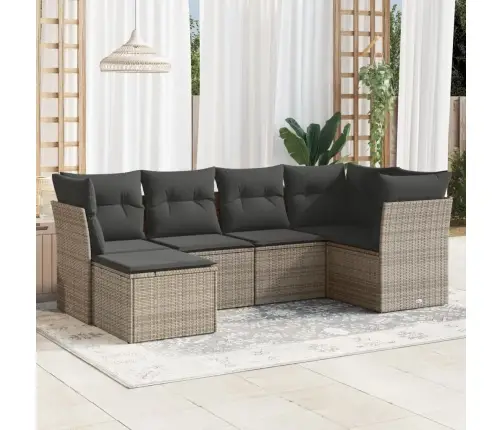 6-Daļīgs Dārza Dīvāna Komplekts Ar Matračiem, Pelēks Pe Pinums Vidaxl