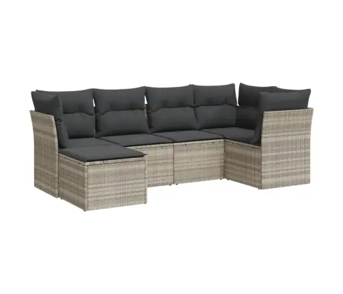 6-Daļīgs Dārza Dīvānu Komplekts,Matrači, Gaiši Pelēka Pe Pinums Vidaxl