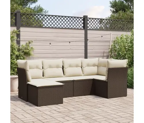 6-Daļīgs Dārza Dīvānu Komplekts, Matrači, Brūna Pe Rotangpalma Vidaxl