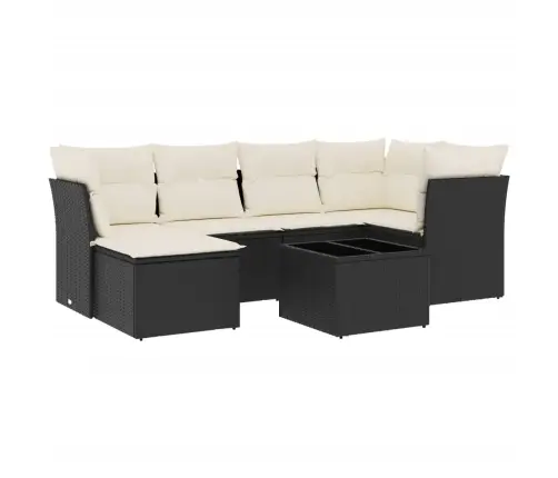 7-Daļīgs Dārza Dīvāna Komplekts Ar Matračiem, Melna Pe Vidaxl