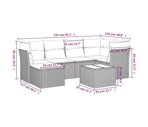 7-Daļīgs Dārza Dīvāna Komplekts Ar Matračiem, Melna Pe Vidaxl