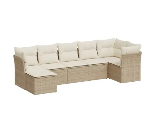 7-Daļīgs Dārza Dīvāna Komplekts, Matrači, Bēša Pe Rotangpalma Vidaxl