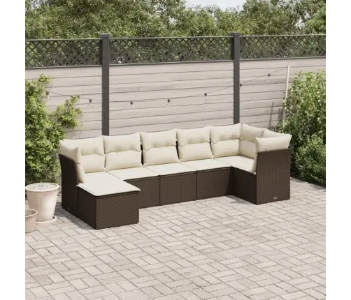 Sofos Komplektas Su Pagalvėlėmis, 7 Dalių, Rudas, Poliratanas