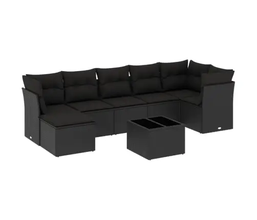 8-Daļīgs Dārza Dīvāna Komplekts, Matrači, Melna Pe Rotangpalma Vidaxl