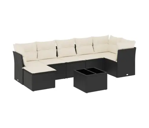 8-Daļīgs Dārza Dīvāna Komplekts, Matrači, Melna Pe Rotangpalma Vidaxl