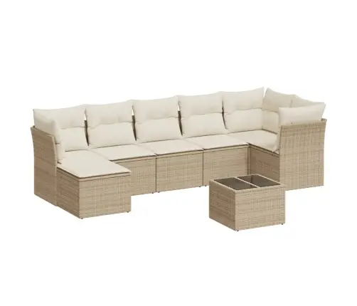 8-Daļīgs Dārza Dīvāna Komplekts, Matrači, Bēša Pe Rotangpalma Vidaxl