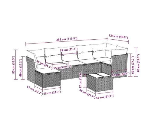8-Daļīgs Dārza Dīvāna Komplekts,Matrači, Gaiši Pelēka Pe Pinums Vidaxl