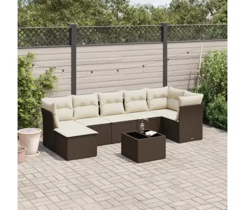 8-Daļīgs Dārza Dīvānu Komplekts, Matrači, Brūna Pe Rotangpalma Vidaxl