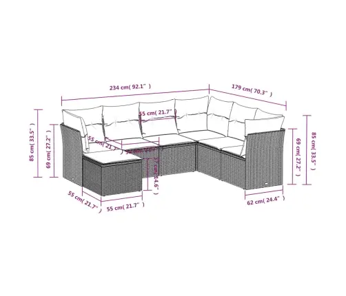 7-Osaline Aiadiivani Komplekt Patjadega, Hall, Polürotang