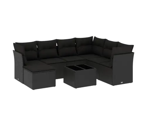 8-Daļīgs Dārza Dīvāna Komplekts, Matrači, Melna Pe Rotangpalma Vidaxl