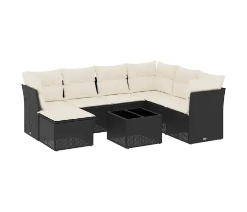 8-Daļīgs Dārza Dīvāna Komplekts, Matrači, Melna Pe Rotangpalma Vidaxl