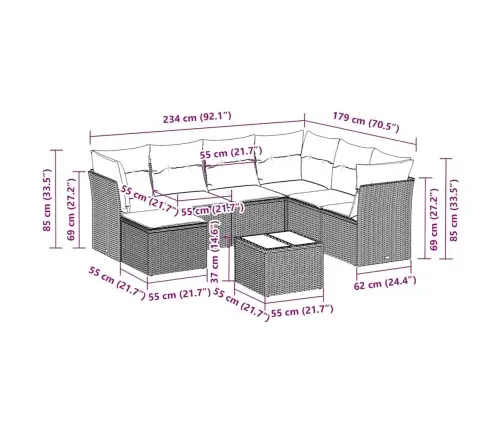 8-Daļīgs Dārza Dīvāna Komplekts, Matrači, Melna Pe Rotangpalma Vidaxl