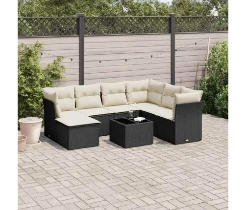 8-Daļīgs Dārza Dīvāna Komplekts, Matrači, Melna Pe Rotangpalma Vidaxl