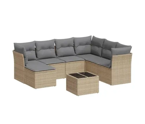 8-Daļīgs Dārza Dīvāna Komplekts, Matrači, Bēša Pe Rotangpalma Vidaxl