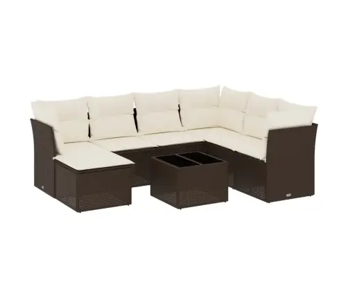 8-Daļīgs Dārza Dīvānu Komplekts, Matrači, Brūna Pe Rotangpalma Vidaxl