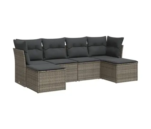 Sofos Komplektas Su Pagalvėlėmis, 6 Dalių, Pilkas, Poliratanas