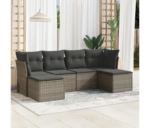 Sofos Komplektas Su Pagalvėlėmis, 6 Dalių, Pilkas, Poliratanas