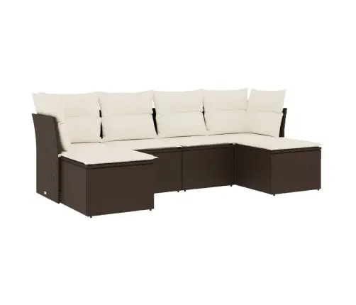 6-Daļīgs Dārza Dīvānu Komplekts, Matrači, Brūna Pe Rotangpalma Vidaxl