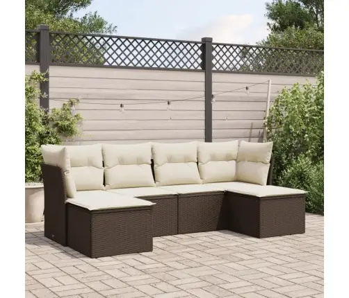 6-Daļīgs Dārza Dīvānu Komplekts, Matrači, Brūna Pe Rotangpalma Vidaxl