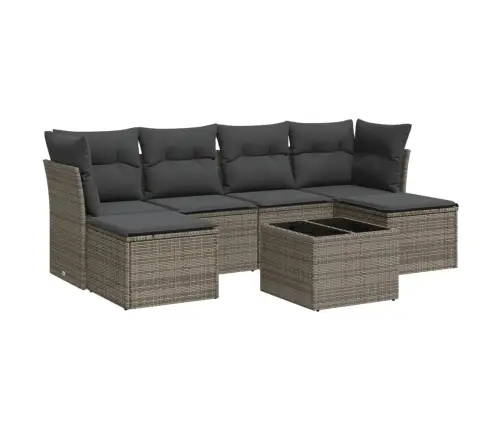 7-Daļīgs Dārza Dīvāna Komplekts, Matrači, Pelēka Pe Rotangpalma Vidaxl