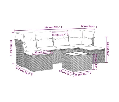 7-Daļīgs Dārza Dīvānu Komplekts, Matrači, Brūna Pe Rotangpalma Vidaxl