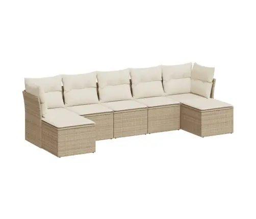 Sofos Komplektas Su Pagalvėlėmis, 7 Dalių, Smėlio, Poliratanas