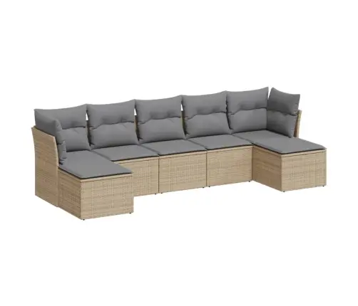 7-Daļīgs Dārza Dīvāna Komplekts, Matrači, Bēša Pe Rotangpalma Vidaxl