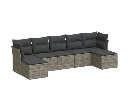 7-Daļīgs Dārza Dīvāna Komplekts, Matrači, Pelēka Pe Rotangpalma Vidaxl