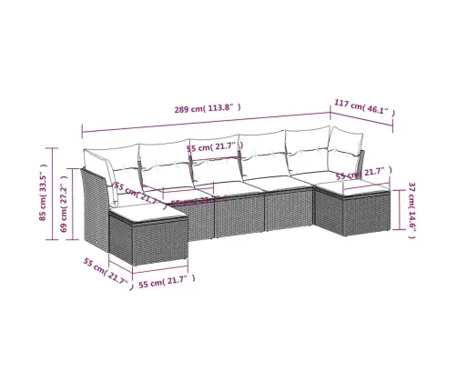 7-Daļīgs Dārza Dīvāna Komplekts, Matrači, Pelēka Pe Rotangpalma Vidaxl