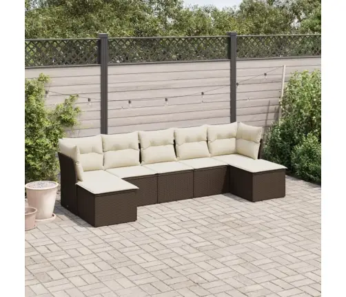 Sofos Komplektas Su Pagalvėlėmis, 7 Dalių, Rudas, Poliratanas