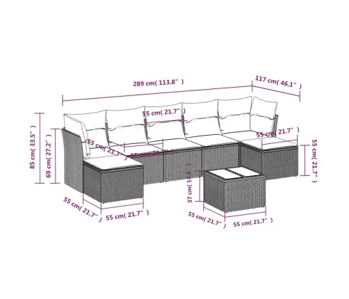 8-Daļīgs Dārza Dīvāna Komplekts, Matrači, Melna Pe Rotangpalma Vidaxl