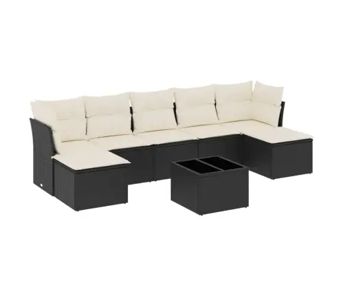 8-Daļīgs Dārza Dīvāna Komplekts, Matrači, Melna Pe Rotangpalma Vidaxl