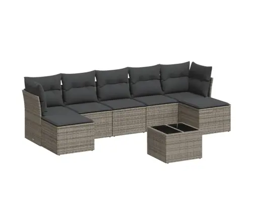 Sodo Komplektas Su Pagalvėlėmis, 8 Dalių, Pilkas, Poliratanas Sodo Komplektas Su Pagalvėlėmis, 8 Dalių, Pilkas, Poliratanas