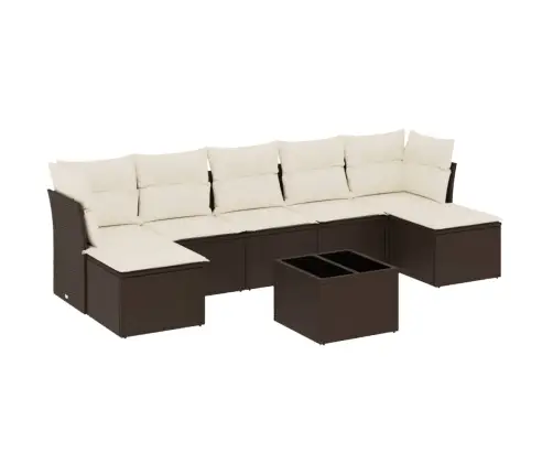 Sodo Komplektas Su Pagalvėlėmis, 8 Dalių, Rudas, Poliratanas