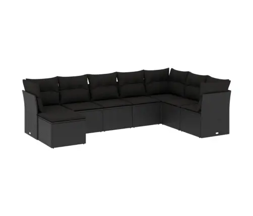 8-Daļīgs Dārza Dīvāna Komplekts, Matrači, Melna Pe Rotangpalma Vidaxl