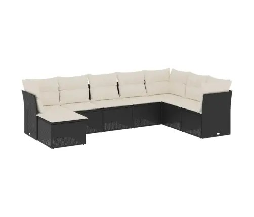 8-Daļīgs Dārza Dīvāna Komplekts, Matrači, Melna Pe Rotangpalma Vidaxl