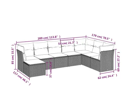 8-Daļīgs Dārza Dīvāna Komplekts, Matrači, Bēša Pe Rotangpalma Vidaxl