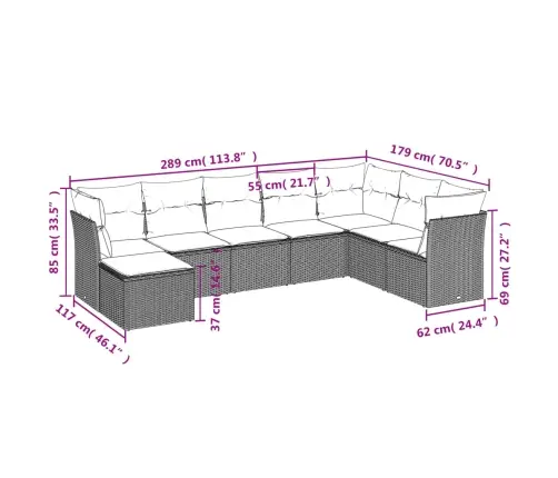 8-Osaline Aiadiivani Komplekt Patjadega, Helehall, Polürotang