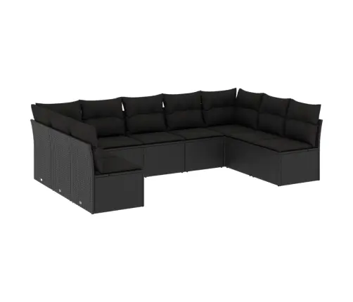 9-Daļīgs Dārza Dīvāna Komplekts, Matrači, Melna Pe Rotangpalma Vidaxl