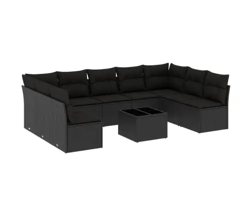 10-Daļīgs Dārza Dīvāna Komplekts, Matrači, Melna Pe Rotangpalma Vidaxl
